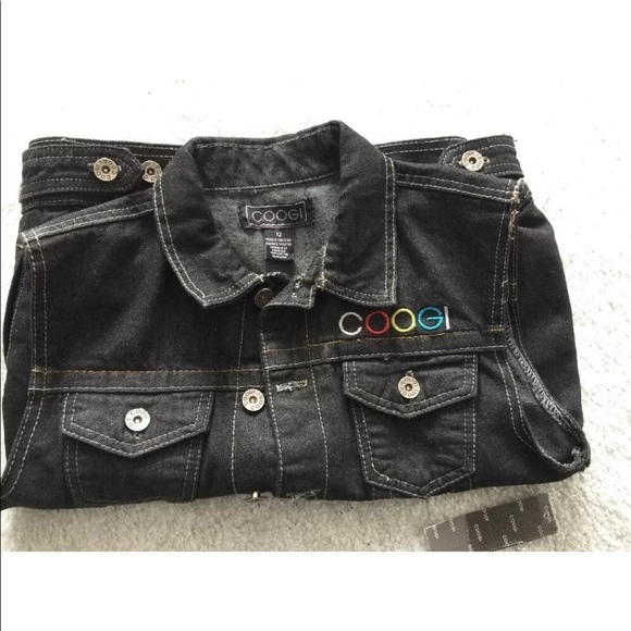 Coogi Womens Logo Black Denim Jean Jacket Vest 12 - Picture 3 of 8